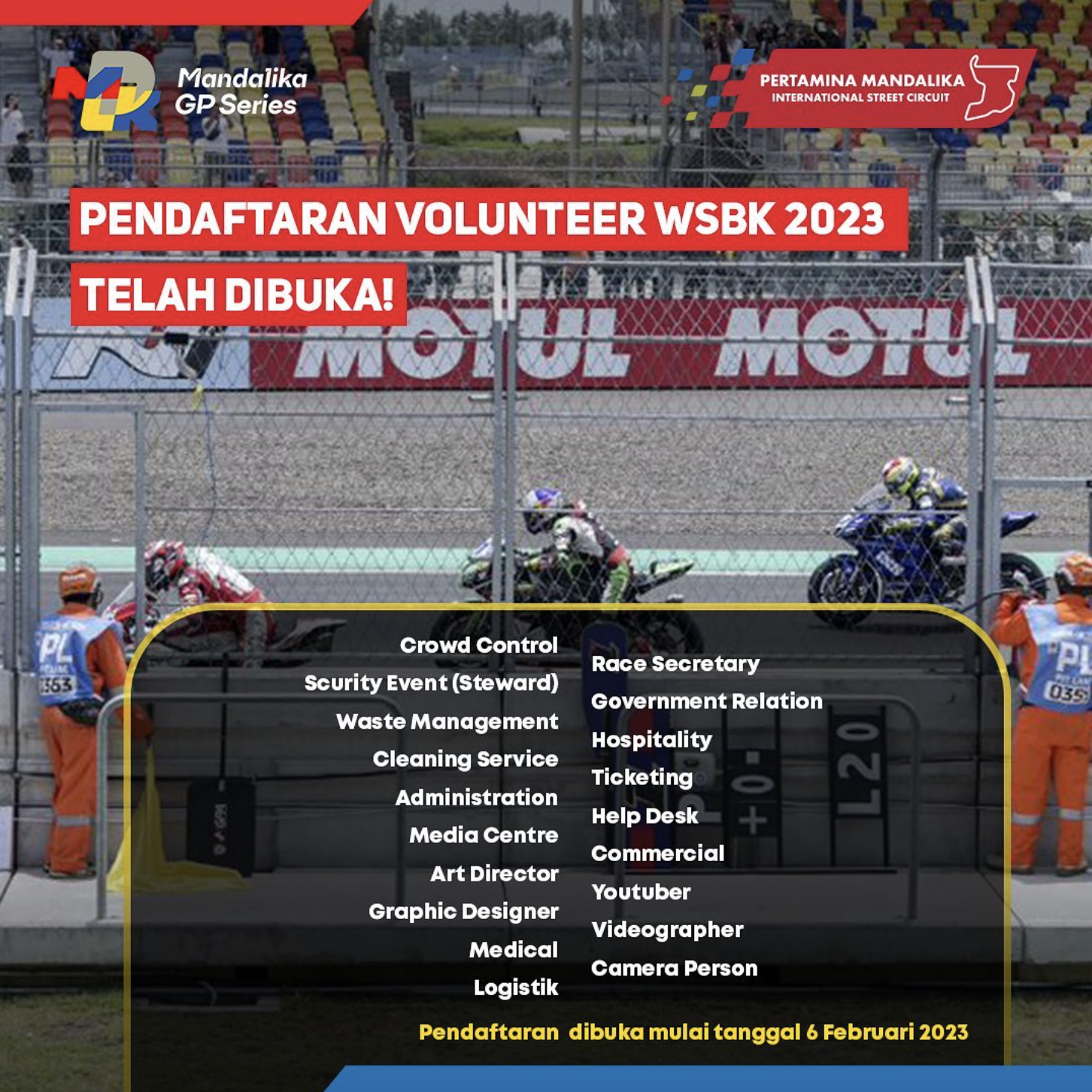 Pendaftaran Volunteer WSBK 2023